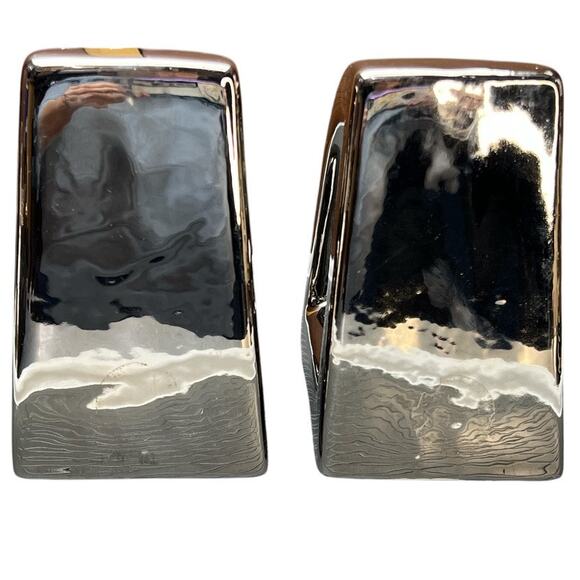 Vintage Jaru Post Modern Chrome Ceramic Bookends Sphere Abstract Metallic Retro - Picture 2 of 12